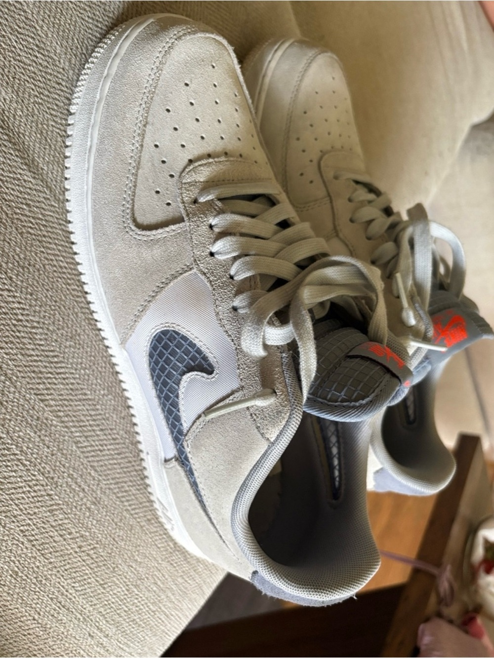 Light Gray Suede Sneakers with Gray Swoosh Detail